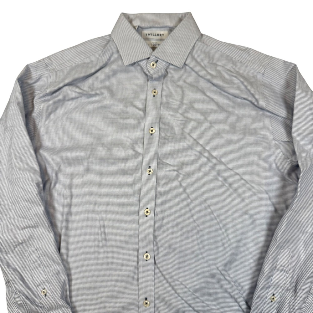 Twillory Mens 17 34/35 Blue Geo Tailored Fit Safe Cotton Long Sleeve Dress Shirt